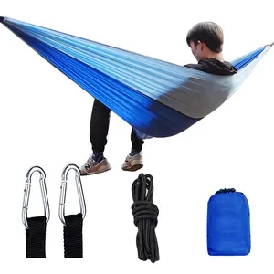 Fabriek Groothandel Verstelbare 210T Nylon Parachute Reizen Draagbare Kleurrijke Outdoor Camping Hangmat Met Boomband