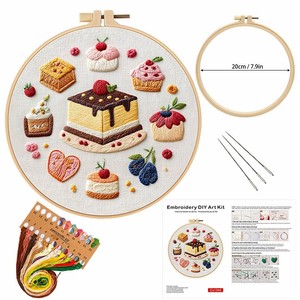 Adorables Kits de Bordado DIY con Diseño de Mimosa, Preimpresos con Patrones de Cupcakes, Frutas y Postres - Product Image 2
