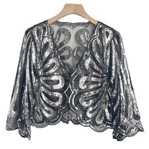 Wholesale Luxury <strong>Sequin</strong> Embroidered Cardigan <strong>Top</strong> Female See Through Stylish Casual <strong>Tops</strong> - Product Image 5
