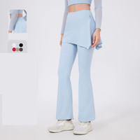 Nouvelle conception respirant doux pour la peau taille haute jambe évasée 2 en 1 pantalon Gym Yoga danse porter des pantalons évasés pour les femmes