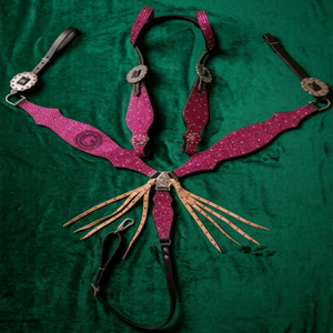 Ensemble de bridon et de collier de poitrine d'équitation occidentale avec têtière assortie, équipement de cheval en cuir de qualité supérieure pour le rodéo et la randonnée équestre - Product Image 2