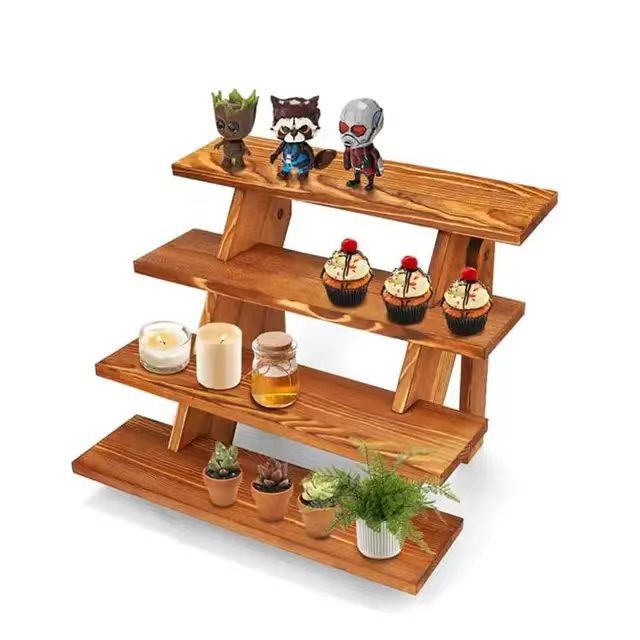 Carbonized paulownia wood multi-layer shelf