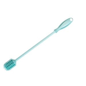 Spazzola per bottiglie in silicone blu con manico lungo per la pulizia di bottiglie e contenitori stretti - Product Image 1