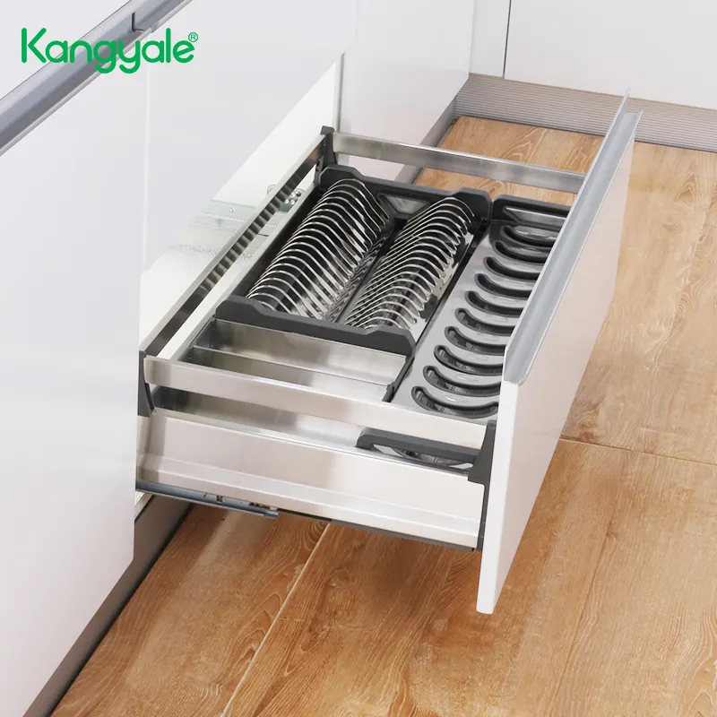 Kangsop-contenedor de almacenamiento de cocina, cajón de cesta de acero inoxidable, gran capacidad, extraíble, para vajilla