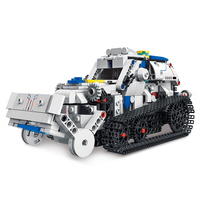 Robot Blok Bangunan XMORK Remote Control Biru Tiga Transformasi Mainan Edukatif Plastik ABS Set Bangunan Modern 723-Piece
