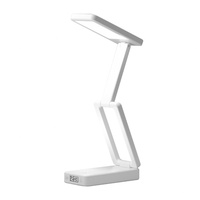 Lampe de lecture d'intérieur populaire à piles, pliable, avec horloge, double tête, moderne, à commande vocale, protection oculaire, lampe de chevet