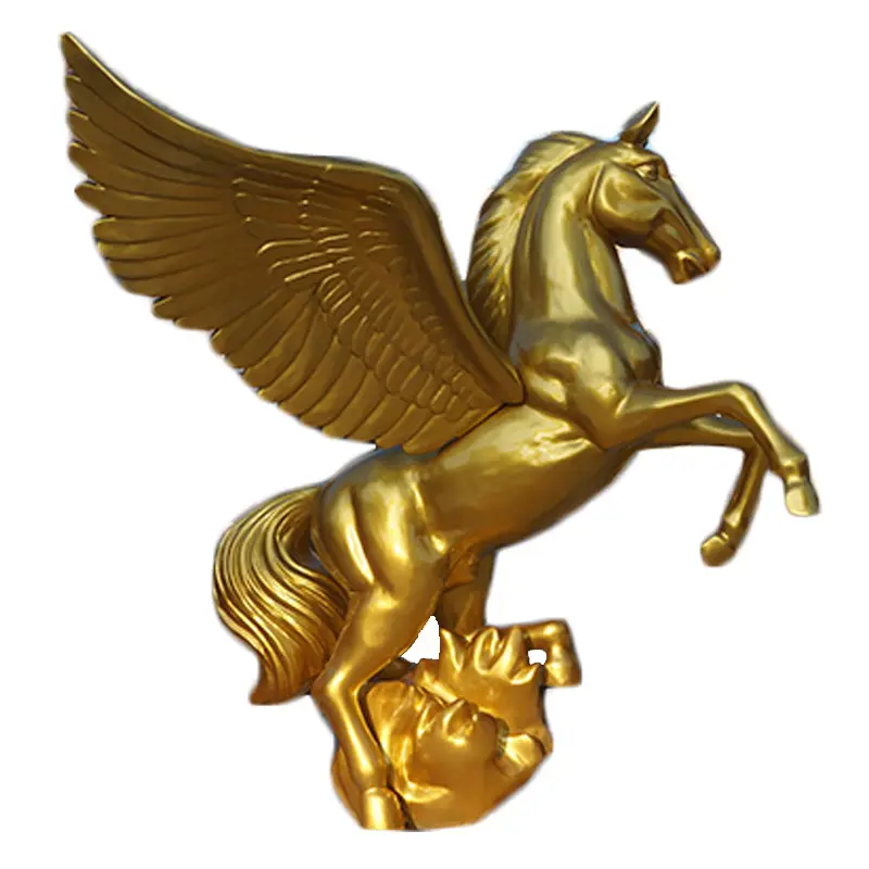 Factory Good Price Life Size Fiberglass Golden Horse Sculpture Statue Animal