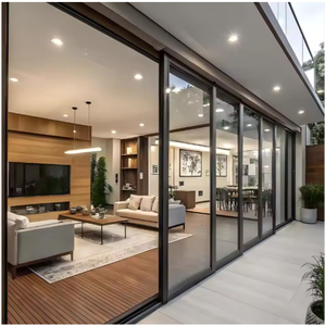 Porta scorrevole di lusso per villa, moderna, di alta gamma, in vetro a doppio strato, nera, termoisolante - Product Image 1