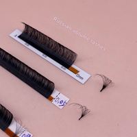 Extensions de cils en éventail effet blooming, en fibre PBT coréenne mate noire, faites à la main, marque privée, 0.03 0.05 0.07