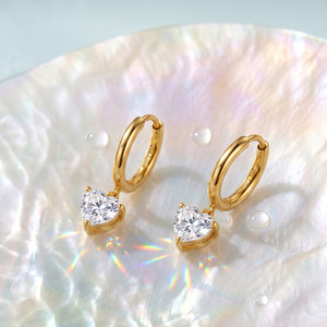 Minimalism 316 Stainless Steel Heart Shaped 5A Cubic Zirconia <b>Dangle</b> Hoop <b>Earrings</b> Women Fashion Jewelry Gift - Product Image 6
