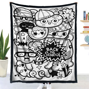 Couverture à colorier en velours double couche avec motif de <span class=keywords><strong>dessin</strong></span> animé <span class=keywords><strong>anime</strong></span> en fourrure d'agneau, à personnaliser soi-même, cadeau de vacances - Product Image 1