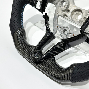 Volante Deportivo de Fibra de Carbono con Base Plana, Estilo Blue Label, Compatible con Hyundai Elantra <span class=keywords><strong>N</strong></span> <span class=keywords><strong>I20</strong></span> I30 <span class=keywords><strong>N</strong></span> - Product Image 3