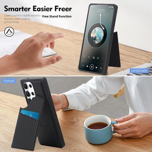 เคสโทรศัพท์หนังรุ่นใหม่ของฮวนมินสำหรับ Samsung S25 Ultra ดีไซน์แบบหุ้มรอบตัวเครื่อง พร้อมช่องใส่บัตร และขาตั้ง ดีไซน์เรียบหรูสำหรับนักธุรกิจ - Product Image 3