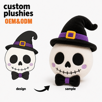 Peluche Crâne Personnalisée pour Halloween, en Tissu Polyester, Rembourrée de Coton PP, Mignonne Poupée Crâne en Peluche pour Décoration d'Halloween, Cadeau