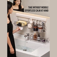 Étagère de rangement pour salle de bain en acier inoxydable 304, support mural sans perçage pour robinet de lavabo et toilettes