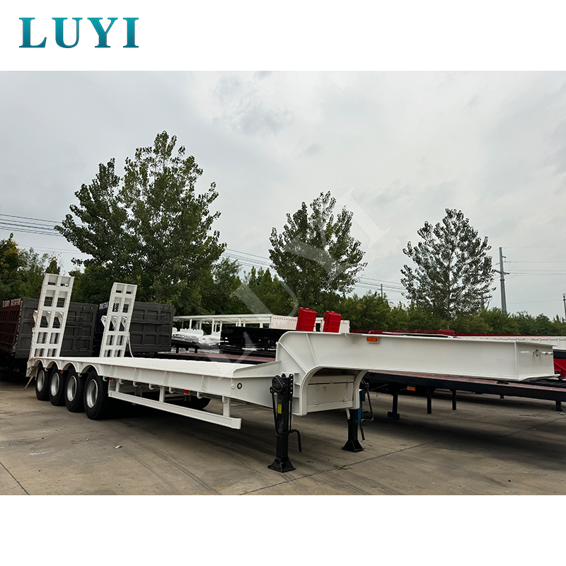 Factory Direct Sales 4-axle Steel Low Bed Semi-trailer, 80 Tons High Strength Container Trailer with air Suspension Low Price