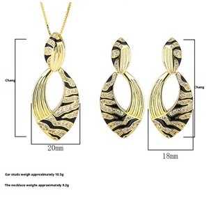 Wholesale Personality Eco-friendly Copper Micro Pave Zircon Gold Plated Fashion Party Jewelry <b>Set</b> for Women - Product Image 2