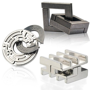 <span class=keywords><strong>Métal</strong></span> magique 3 pièces ensemble bricolage démêlage déverrouillage jouets imbriqués IQ logique Test <span class=keywords><strong>casse</strong></span>-<span class=keywords><strong>tête</strong></span> pour adultes enfants puzzles déconcertants - Product Image 1
