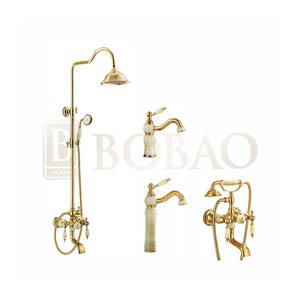 Stile europeo High-end in ottone oro <span class=keywords><strong>e</strong></span> Giada vasca da bagno rubinetto <span class=keywords><strong>e</strong></span> bagno doccia set - Product Image 5