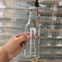 Bouteilles en verre pour sauce barbecue, sauce chili, boissons, avec couvercle métallique scellé, 12 oz, 360 ml, 250 ml, transparentes, à col long