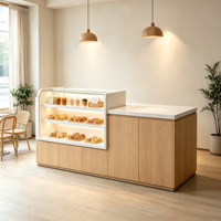Comptoir de service blanc personnalisé avec vitrine en verre, éclairage LED, bureau de caisse, café, commerce de détail