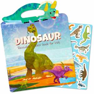Children Quiet Focus <b>Training</b> Dinosaur Jelly Sticker <b>Book</b> Craft Activities Reusable Stickers for Toddlers Ages 3 and up - Product Image 1