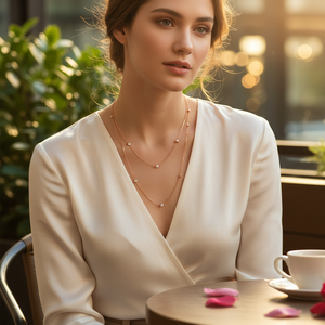 Collar de plata de ley 925 con circón chapado en oro rosa, joyería hecha a mano, para mujer - Product Image 3