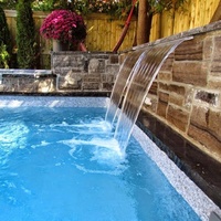 Lame d'eau en cascade murale en acier inoxydable de 30 à 150 cm avec lumières LED pour piscine