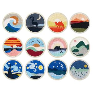 Parche Bordado Termoadhesivo con Diseño de Campamento, Amanecer, Atardecer, Casa, Olas, Delfín, Camello, Paisaje, para Decoración de Sombreros y Abrigos de Exterior - Product Image 2