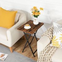 Ensemble de tables basses modernes rustiques marron, 2 pièces, portables, gain de place, pour salle à manger, canapé-lit, cadre en métal, salon, chambre à coucher