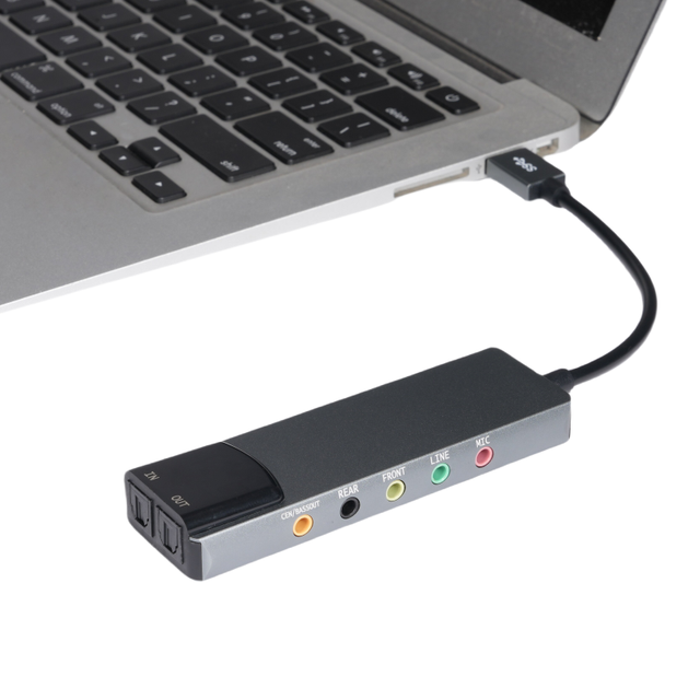 Easy Installation 7.1 Channel USB Optical Fiber Audio External Sound Card 6-in-1 Laptop Live Broadcast Voice Chat Microphone