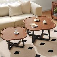Table basse en bois durable de forme créative en trèfle à quatre feuilles, design minimaliste moderne et écologique pour salons et chambres