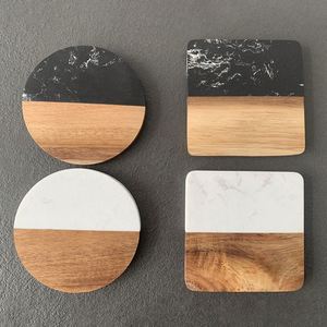 Custom Logo Hexagon Wood <b>Marble</b> <b>Coasters</b> Rustic Acacia Wooden <b>Coaster</b> Home Office Tea Coffee Cup Mats Pads - Product Image 2