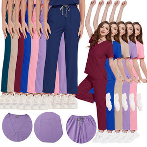 Divise Mediche in Offerta, Completi Sanitari per Infermieri, Set Clinici in Maglia con Maglietta a Maniche Corte e Pantaloni - Product Image 2