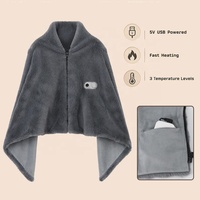 Châle chauffant USB portable en velours et fourrure de lapin, avec contrôle de la température et minuterie, idéal pour la maison et le bureau