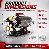 Modelo de Motor V8 Clásico Avanzado, Juego de Bloques de Construcción de Plástico Eléctrico STEM para Niños de 5 a 14 Años, Personalizable