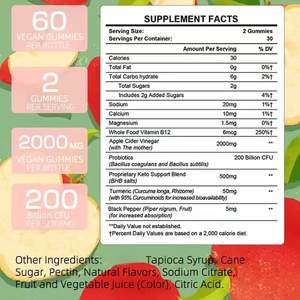 Etiqueta privada Keto ACV Gummies 2000mg Vinagre de sidra de manzana Magnesio para apoyar el control de peso Keto Candy - Product Image 2