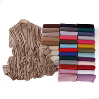 Hijab en jersey modal doux, couleur unie, extensible, respirant, écharpe en rayonne 180*80cm, grande taille, châle quotidien pour femmes musulmanes