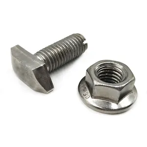 China wholesale manufacturers stainless steel 316 t slot shaped nut track bolt aluminum profile m6 m8 m5 Square Head T Bolt nuts