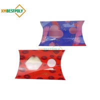 Boîte en plastique transparente en forme d'oreiller, personnalisée et imprimée, pliable, en PET, pour emballages cadeaux de Noël, cosmétiques