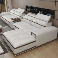 Ensemble de canapés en cuir microfibre en forme de L intelligent 2025 - Système audio Bluetooth et chargement USB - Canapé d'angle modulaire pour salon de villa