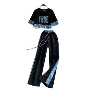 2025 Casual Summer 2-Piece Women's <b>Top</b> and High Waist <b>Patchwork</b> Slim Denim Tassel Set Wholesale - Product Image 5