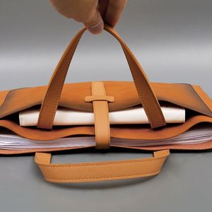 Porte-documents d'affaires de grande capacité en cuir épais avec boucle, sac de rangement pour documents, sacs promotionnels personnalisables avec logo - Product Image 4