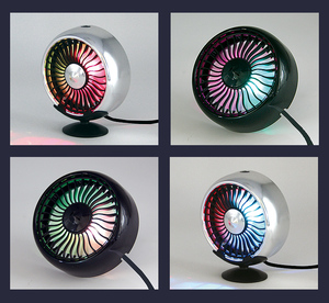 Mini ventilateur USB universel, lumière colorée, accessoires de ventilation pour voiture et camion, vitesse du vent réglable, ventilateur de voiture, 2 couleurs - Product Image 2