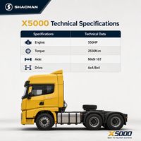 Camion tracteur Shacman X5000 6x4 d'occasion ultra-efficace, 10 roues, remis à neuf, pour le marché africain