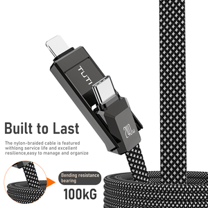 TUTI Venta caliente Cable DE DATOS USB a C 240W Carga rápida Nylon trenzado Cable PLANO 4 en 1 Cable de datos para teléfono - Product Image 6
