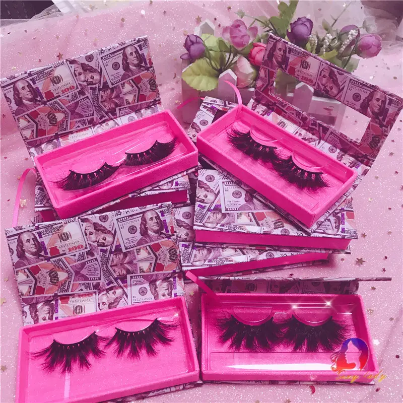 Hot selling dollar pattern money eyelash case 3D Mink Eyelashes real siberian dramatic mink lashes with custom box