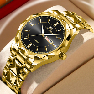 Reloj de vestir premium para hombre con bisel facetado, esfera azul, reloj de pulsera dorado y plateado para caballeros - Product Image 5