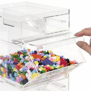 Mini boîte à bonbons en perspex transparente, distributeur de bonbons en lucite, bac à bonbons en acrylique personnalisé à 2 compartiments - Product Image 4