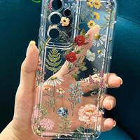 Coque de téléphone portable antichoc à motif floral personnalisable transparente pour iPhone 16 15 17 Pro Max – Vente Flash